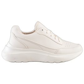 Ideal Shoes Bekväma Eco Leather Sneakers beige