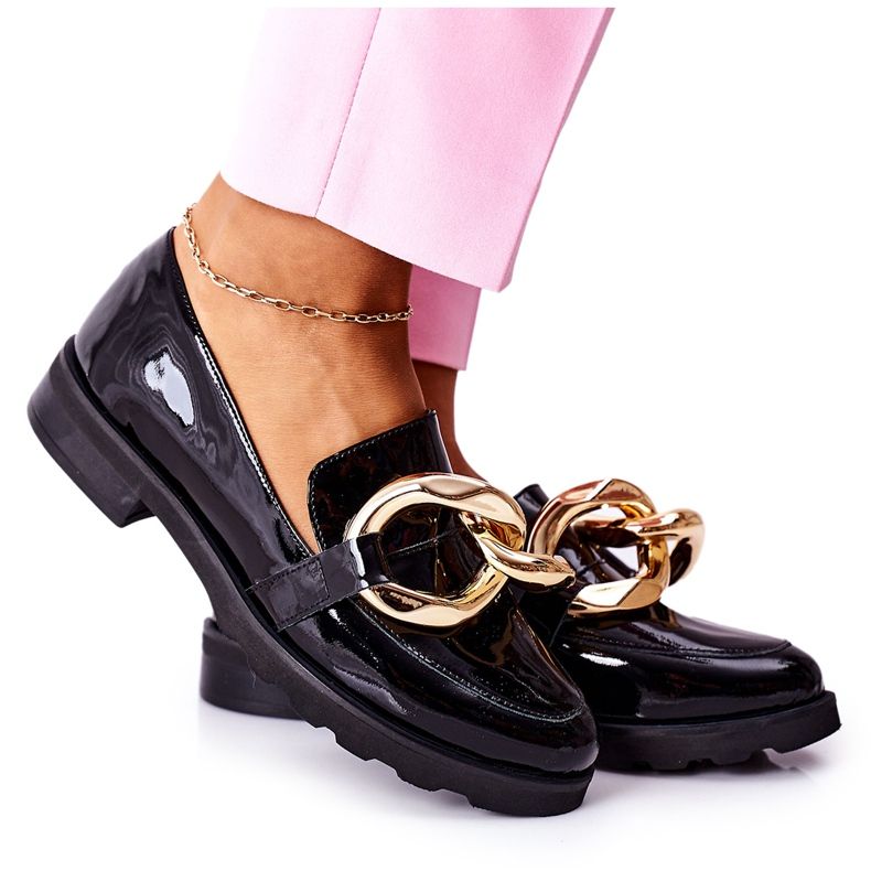 Läderskor Nicole Lacquered Black 2665 svart