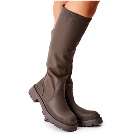 S.Barski Kvinnors kaki vad som går på höga stövlar grön