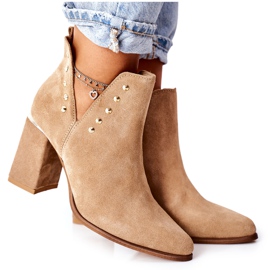 Lewski Shoes Mockaskor för kvinnor med utskärningar Lewski Beige Sand 3075 brun