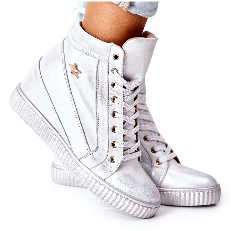 Lewski Shoes Kvinnors sportläderskor Lewski Silver 3079 silver-