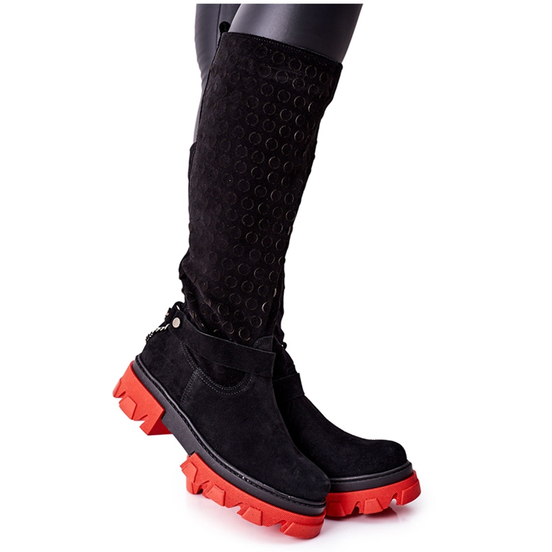 Lewski Shoes Läderstövlar för kvinnor Lewski svart mocka 2866