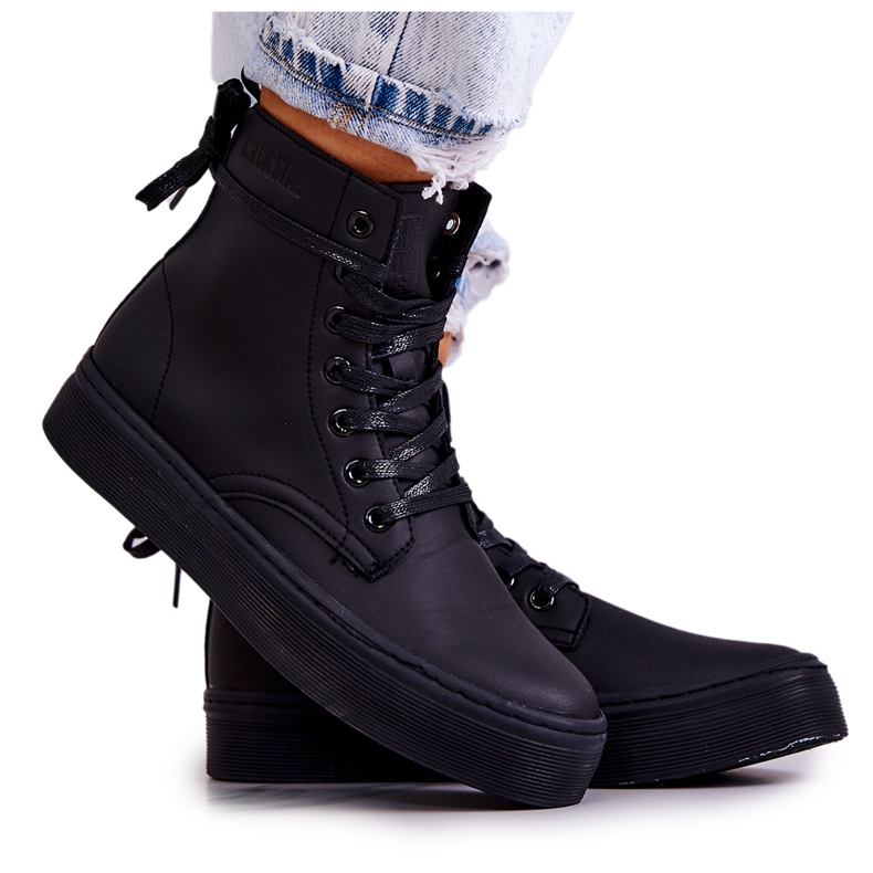 Kvinnors höga sneakers Big Star II274096 Svart