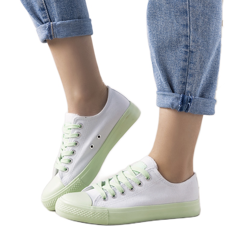 Senors vita och gröna sneakers för kvinnor