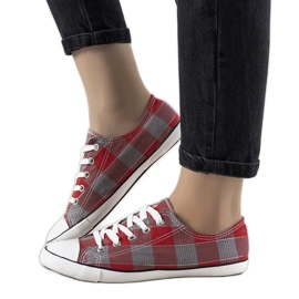 Red Checked Offices Sneakers röd grå
