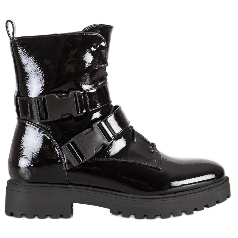 Bestelle Lackerade arbetare med spännen svart