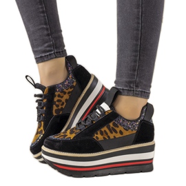 Svarta sneakers med höga Debbi -sulor brun