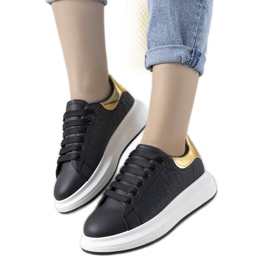 Svarta sneakers med trendiga Valeria -mönster