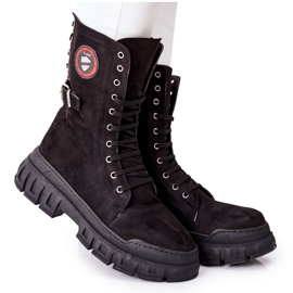 NAVY DOT Dam Stövlar Trappers Workers Black Monope svart