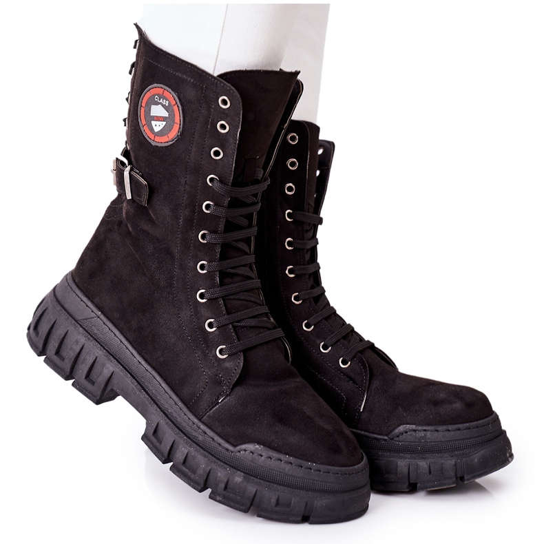 NAVY DOT Dam Stövlar Trappers Workers Black Monope svart