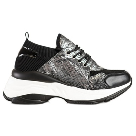 SHELOVET Snake Print Slip-On Sneakers svart