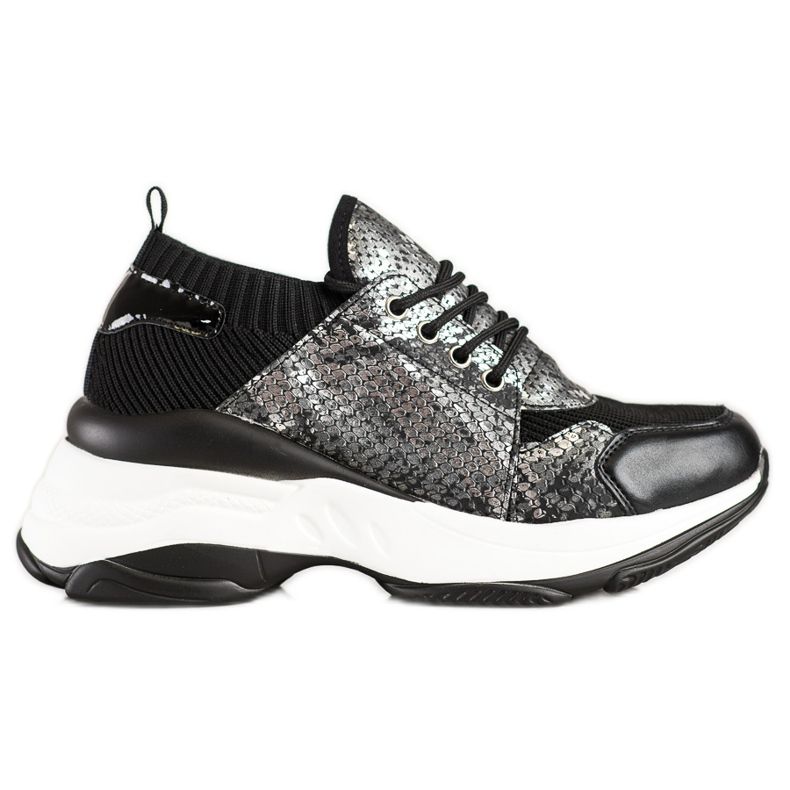 SHELOVET Snake Print Slip-On Sneakers svart