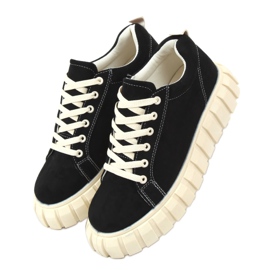Svarta sneakers med tjock sula 85-737 Svart