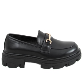 Svart YY11 Svarta loafers med tjocka sulor