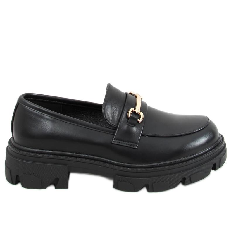 Svart YY11 Svarta loafers med tjocka sulor
