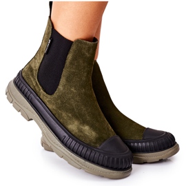 Damstövlar Chelsea -stövlar Lädermocka Big Star II274355 Khaki grön