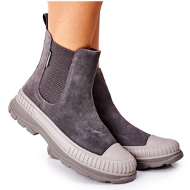 Damstövlar Chelsea -stövlar Lädermocka Big Star II274353 Grå