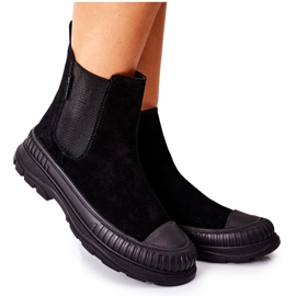 Damskor Booties Chelsea stövlar Läder Mocka Big Star II274354 Svart