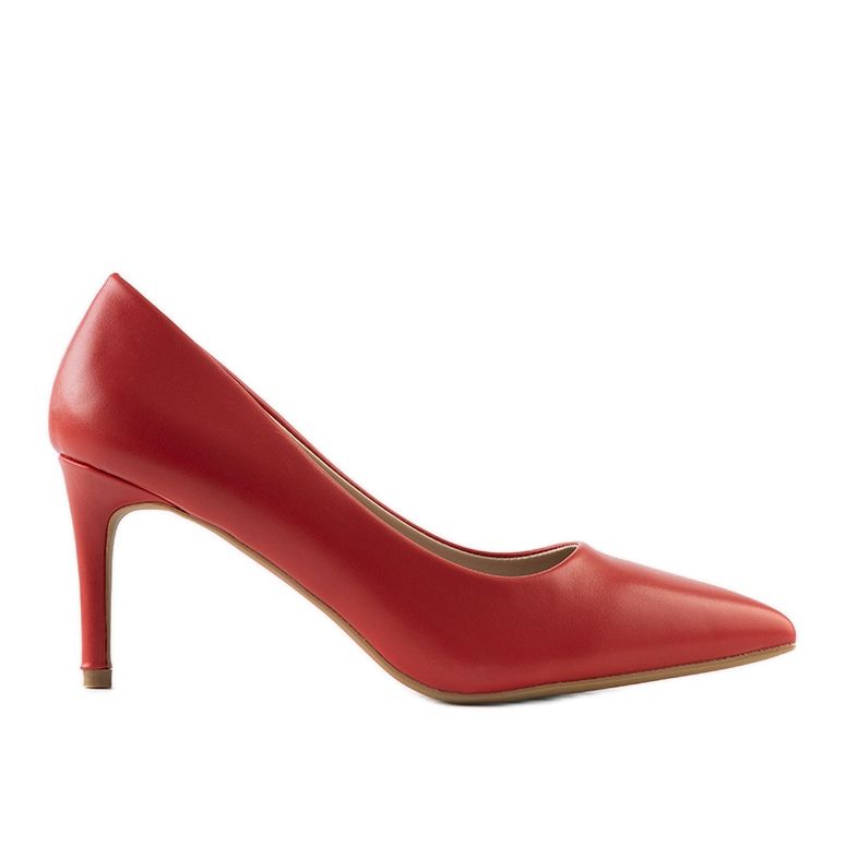 Röda klassiska pumps på en Isla stilettklack