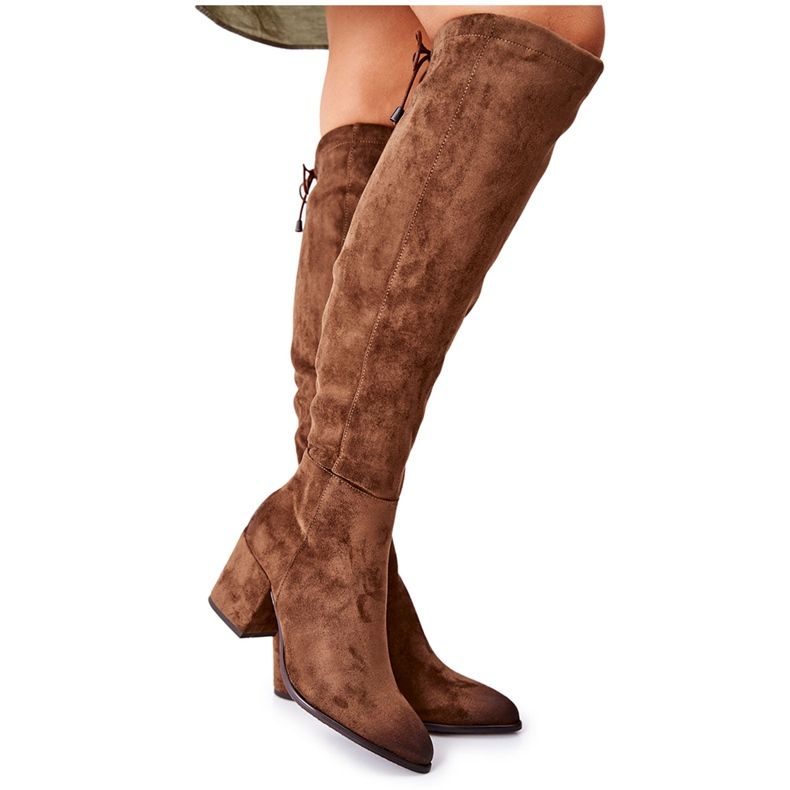 Vinceza Dam stövlar på hälen mocka brun Corrig kaki