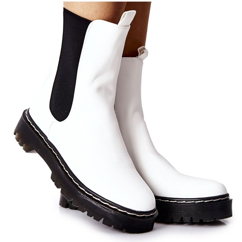 S.Barski Kvinnors höga stövlar Jodhpur stövlar Vit Nemoreva