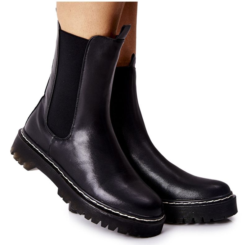 S.Barski Kvinnors höga stövlar Jodhpur stövlar Svart Nemoreva