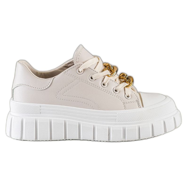 SHELOVET Sneakers med modekedja beige