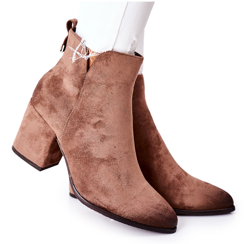 Vinceza Dam stövlar på hälen mocka Beige Carrick