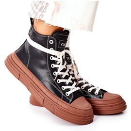 Kvinnors högisolerade sneakers GOE II2N4033 Svart brun