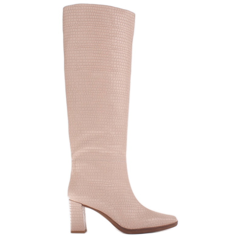 Marco Shoes Högklackade stövlar med vanlig ovandel beige