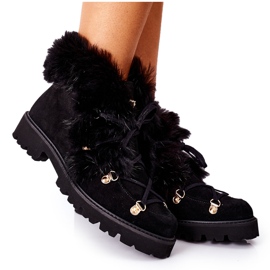 Kängor i velourläder för kvinnor Nicole Black 2680/028 svart