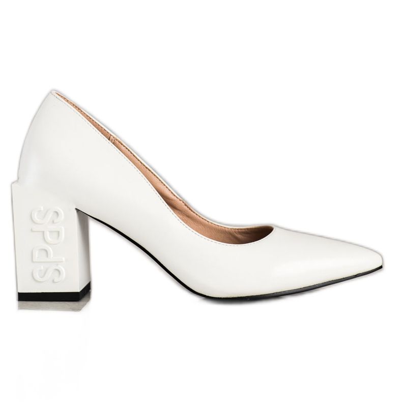 S. BARSKI Pumpar med fyrkantig klack S.BARSKI vit