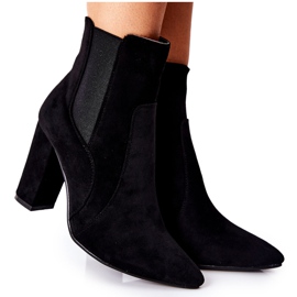 PG1 Kängor i mocka för kvinnor på en häl Svart Kastren