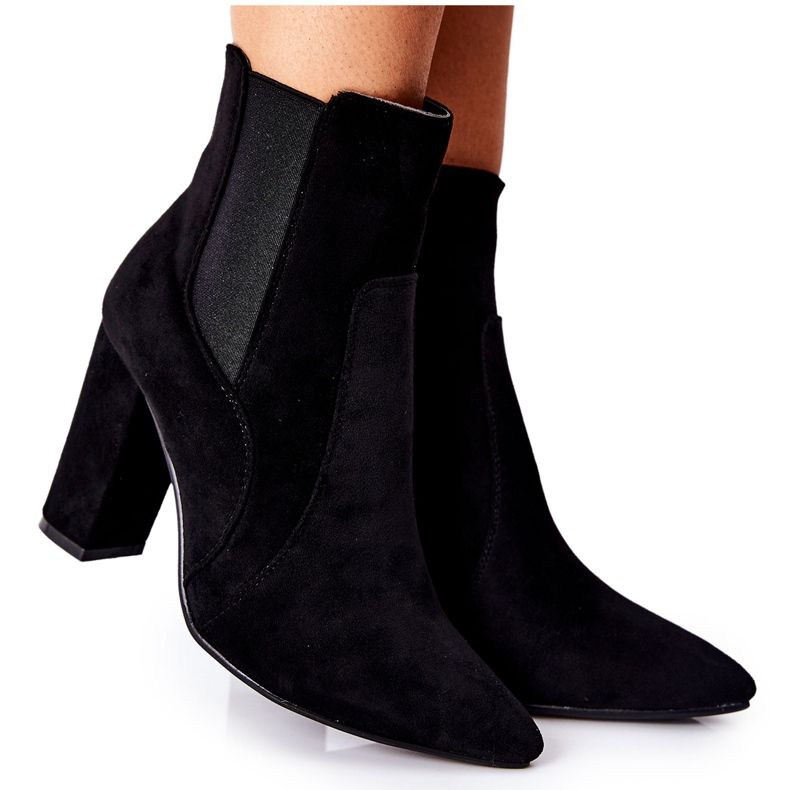 PG1 Kängor i mocka för kvinnor på en häl Svart Kastren