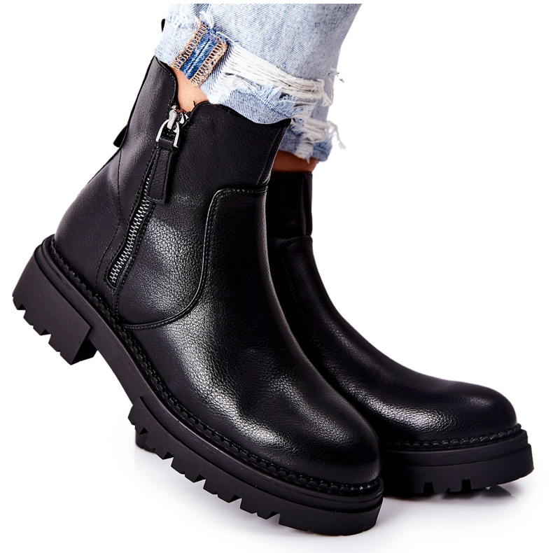 PE1 Svarta Silvan höga stövlar med dragkedjor