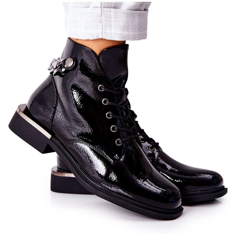 Lackerade varma stövlar Sergio Leone Black BT405 svart