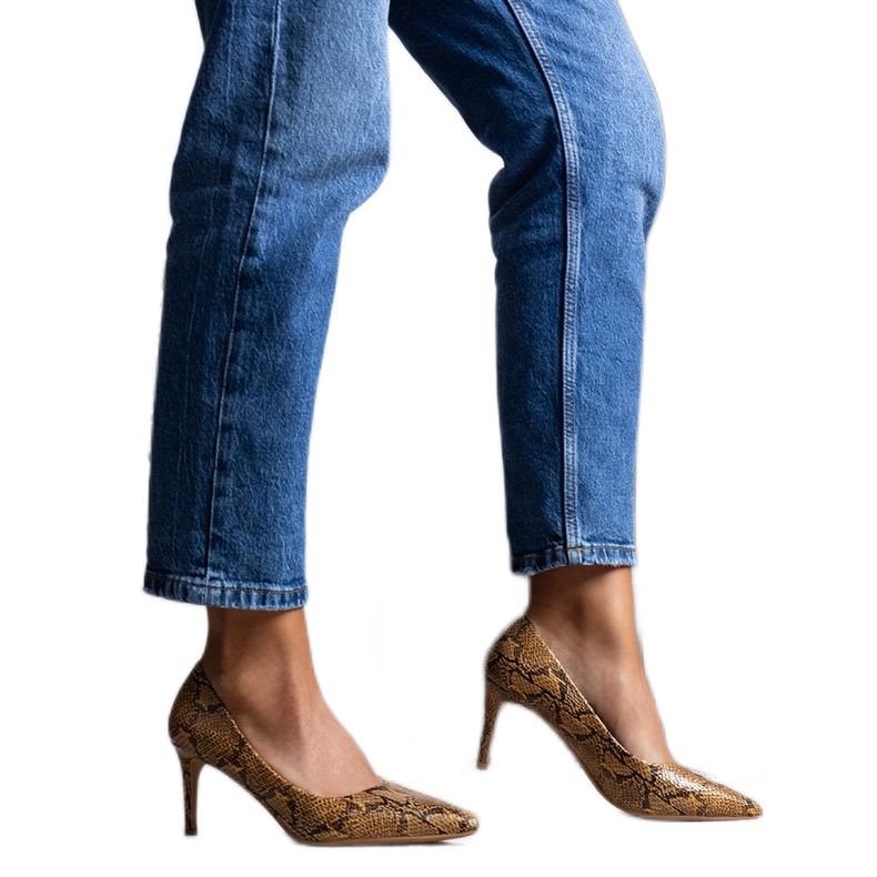 Kamelpumpar i Nickle ormskinnsmönster brun