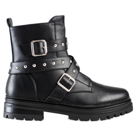 Bestelle Arbetarstövlar med strass svart