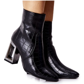 S.Barski Kvinnors svarta stövlar Crocodile Leather Milo