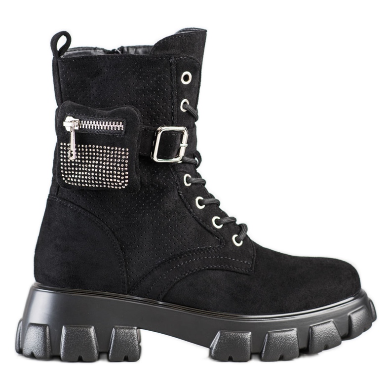 SHELOVET Arbetsstövlar i mocka med ficka svart