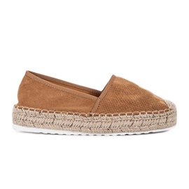 Camel espadrilles på fru Nickis plattform beige brun