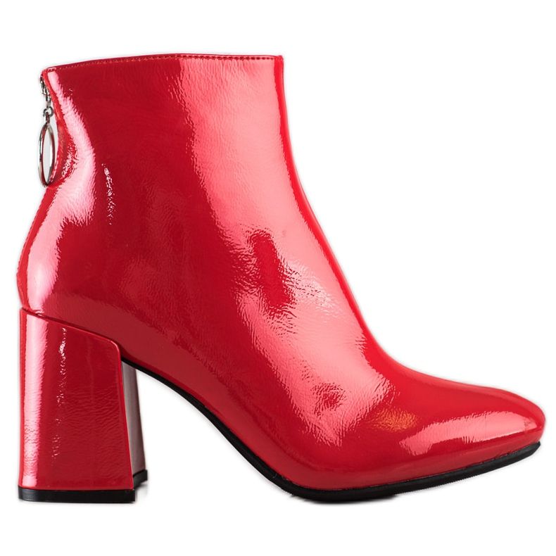 Lucky Shoes Lackerade stövlar på stolpen röd