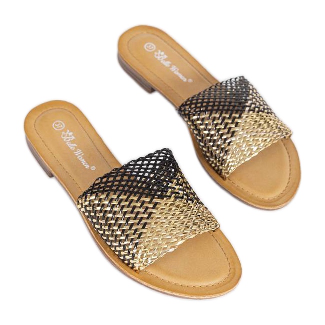 Svart och guld Glam Star tofflor