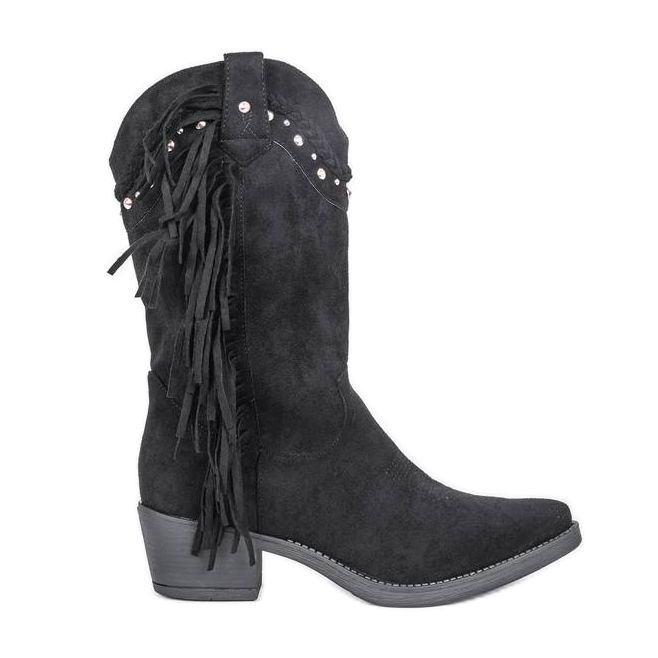 Svarta långa cowboystövlar med Clover -jet