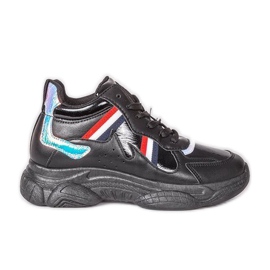 Svarta fula skor på tjocka Lexisulor mångfärgad