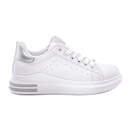 Nikkis vita sneakers med platta sulor silver-