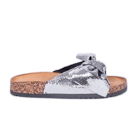 Glänsande silver Cher tofflor silver-