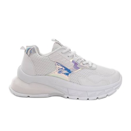 Moderna flickas vita sneakers grå