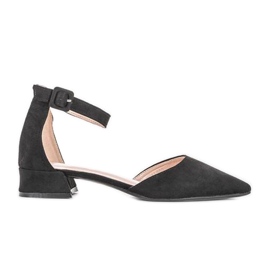 Svarta ballerinor med utskärningar i svart sammet