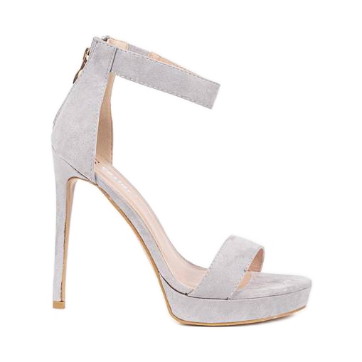 Grå sandaler på en hög klack Be My Baby rosa